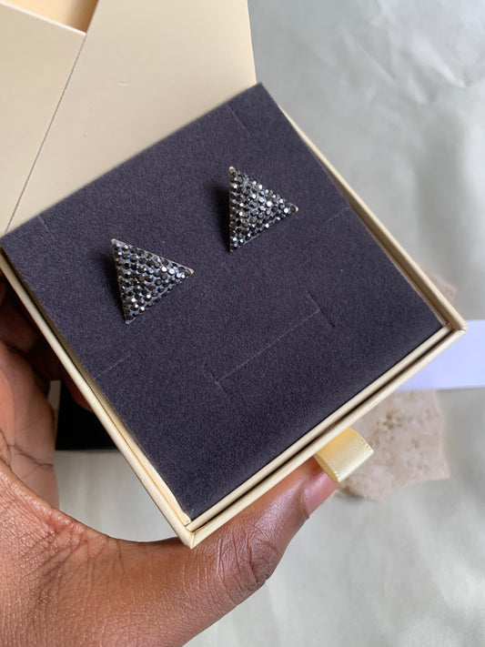 Dazzling Micropave Black Triangle Earring