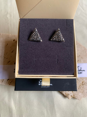 Dazzling Micropave Black Triangle Earring