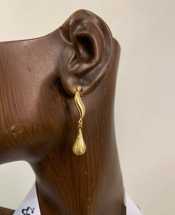 Long Textured Pear Dangling Earring