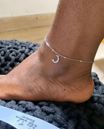 Moon and Star Beaded Anklet
