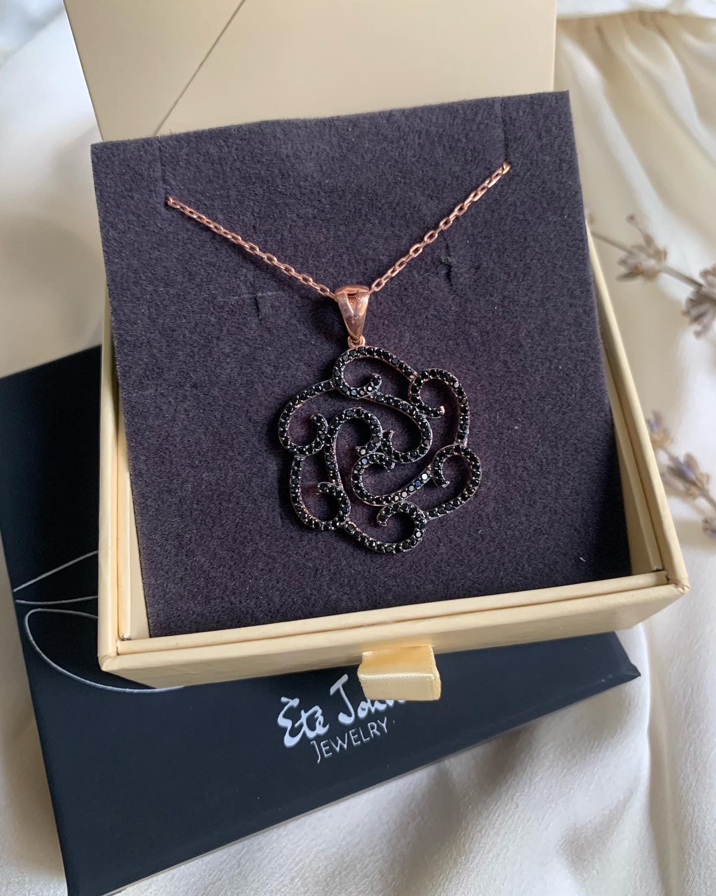 Black studded flower necklace
