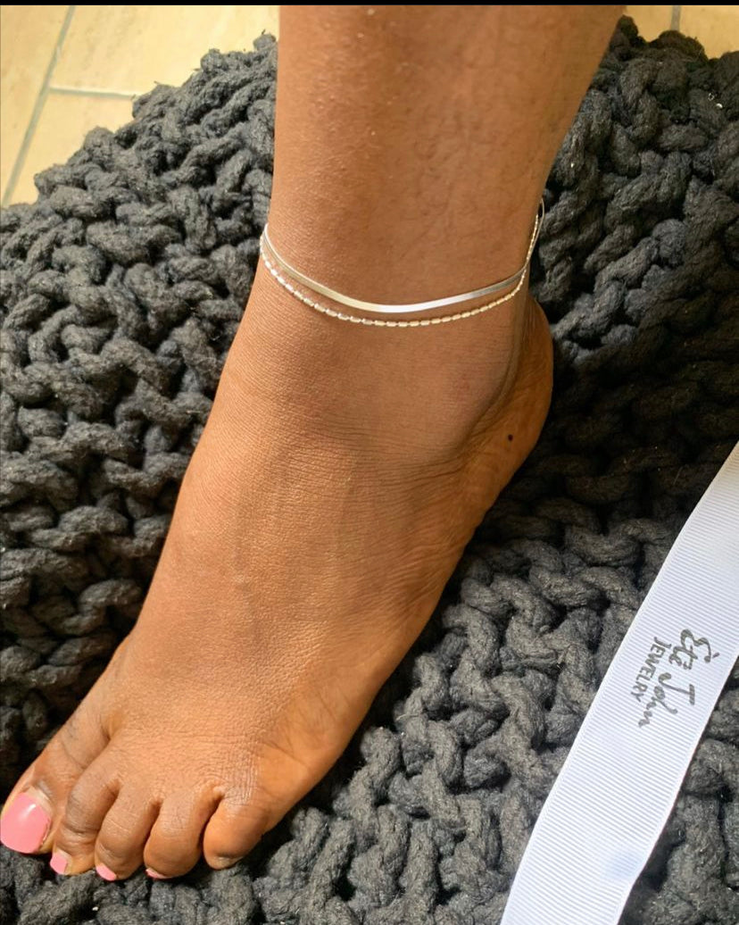 925 sterling silver Flat Anklet 