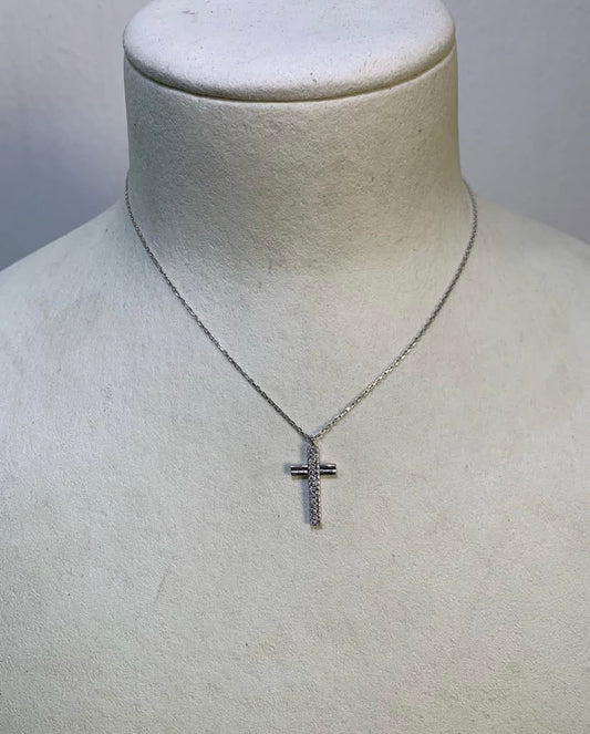 Clear Studded Cross Necklace