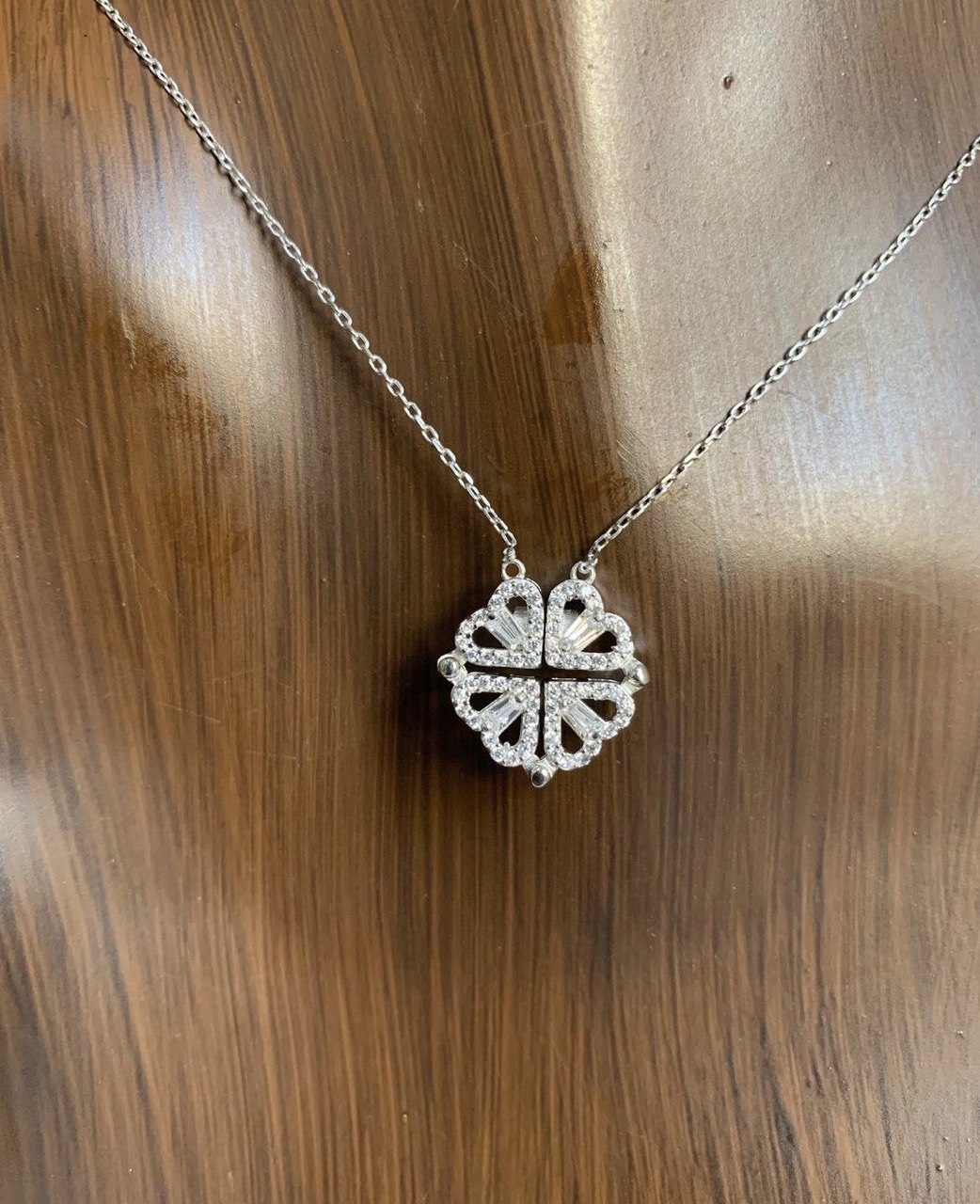 Four leaf hearts clover necklace