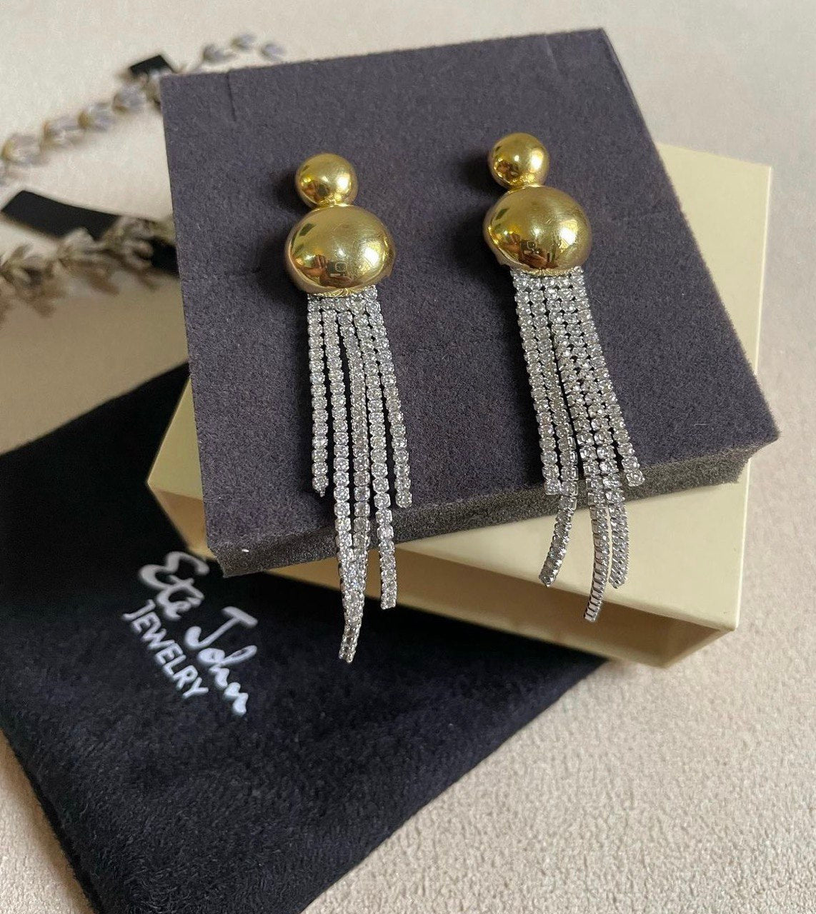 Tennis bulb drop earrings