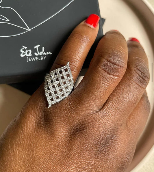 Micro pave basket ring