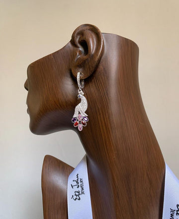 CZ peacock earrings