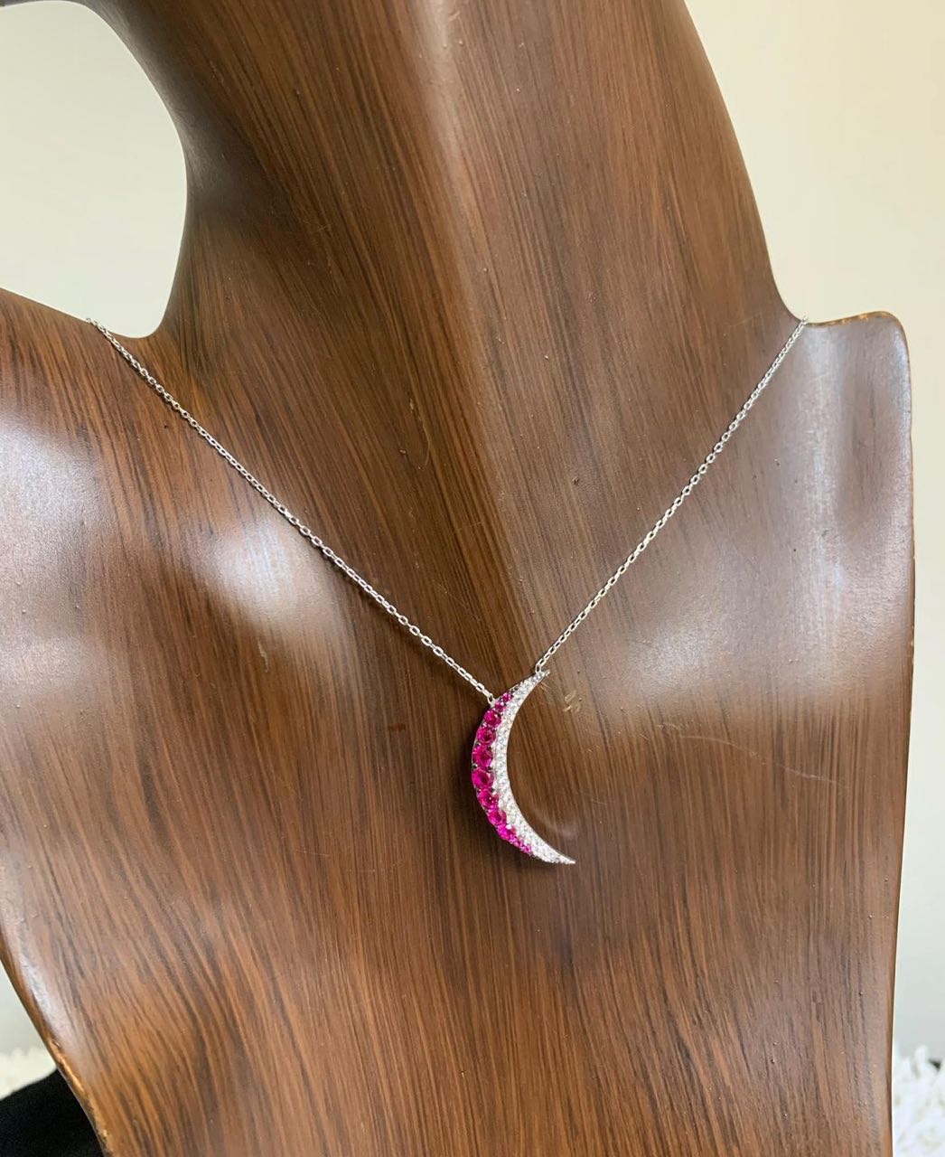 Ruby crescent moon necklace