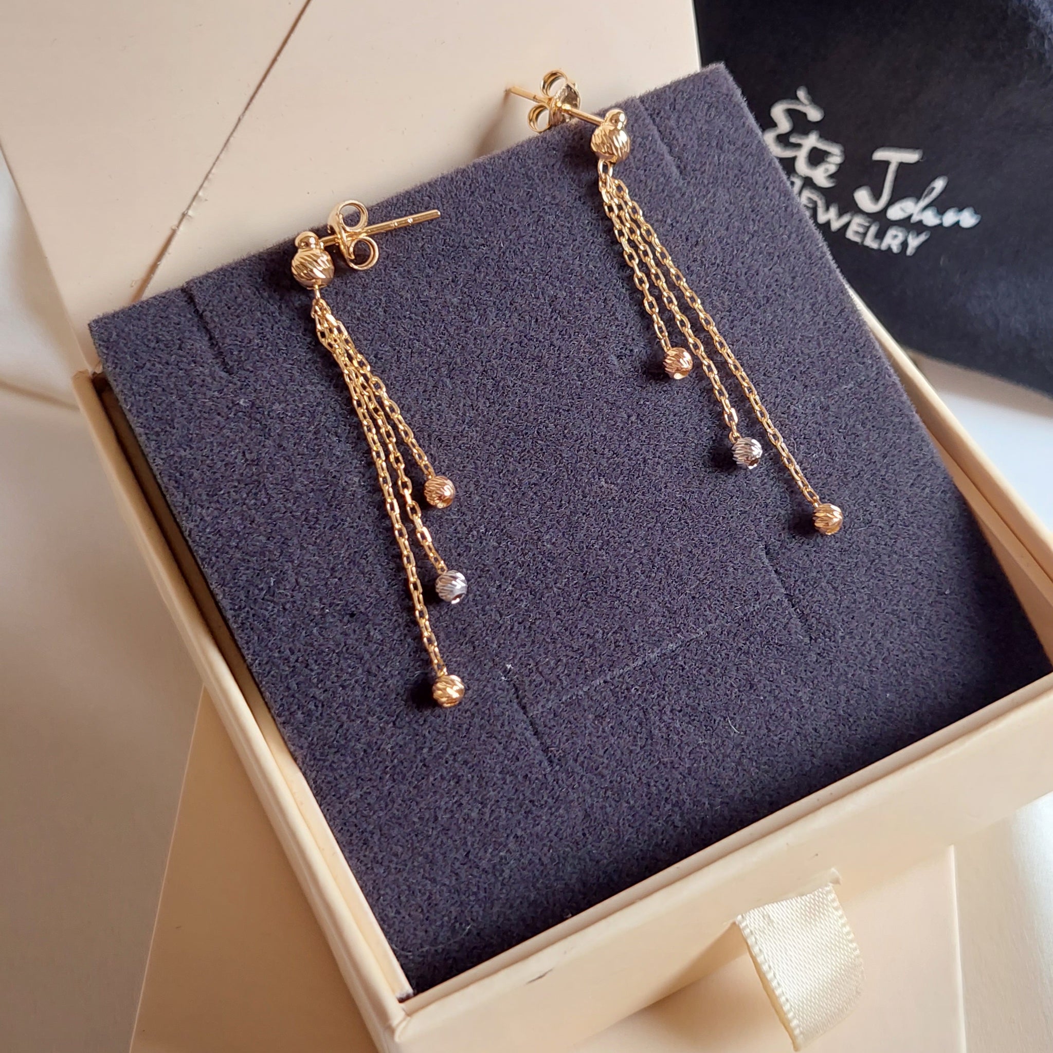 Diamond cut multi strand earrings